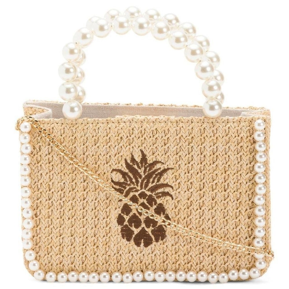 Tommy Bahama Woven Pineapple Pearl Bag Women OS Beige Crossbody Preppy Coastal